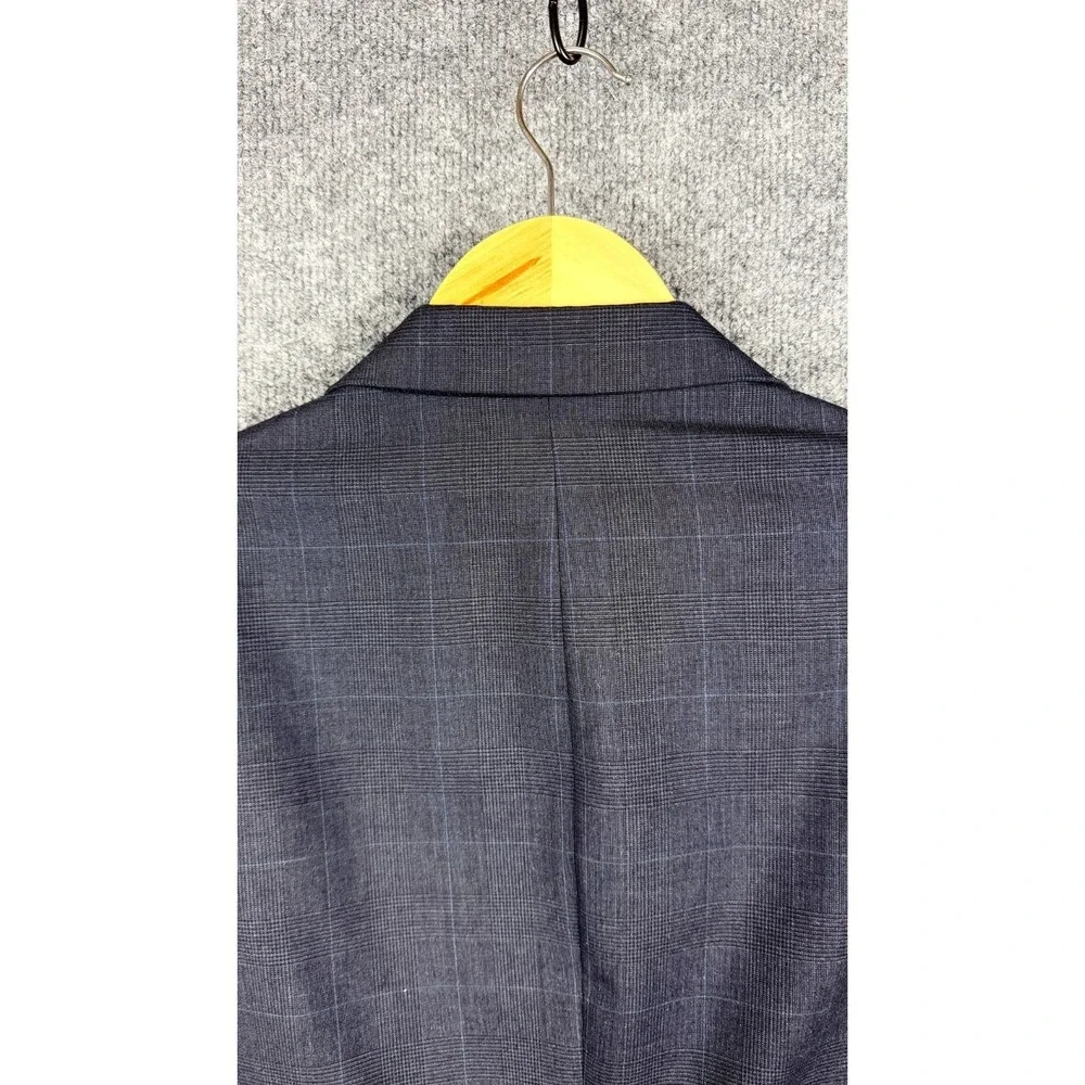 Jos. A. Bank Blazer 42R Gray Blue Plaid 100% Wool 2 Button Sport Coat Mens